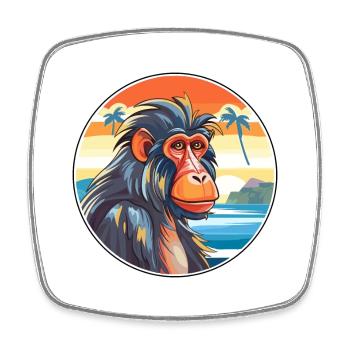Mandrill aquarelle dessin animé Kawaii Clipart Animal - Magnet carré - blanc - Devant