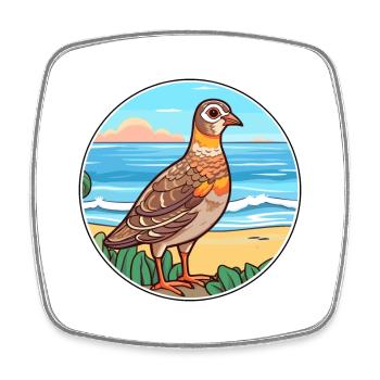 Perdrix aquarelle dessin animé Kawaii Clipart Animal - Magnet carré - blanc - Devant