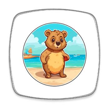 Quokka Watercolor Cartoon Kawaii Clipart Animal - Square fridge magnet - white - Front