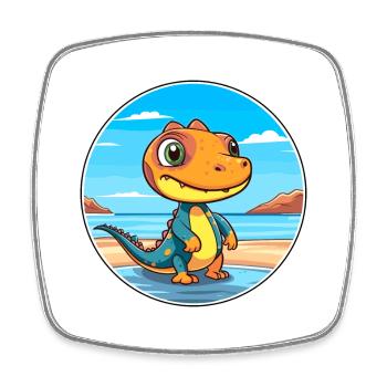 Salamander Watercolor Cartoon Kawaii Clipart Pet - Square fridge magnet - white - Front