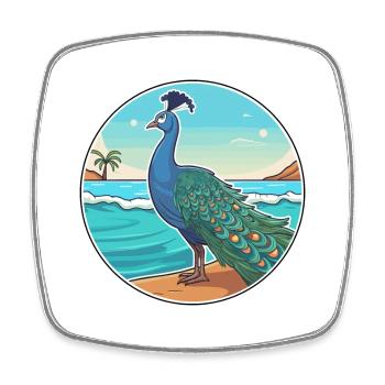 Pfau Aquarell Cartoon Kawaii Clipart Tier - Viereckiger Kühlschrankmagnet - Weiß - Vorne
