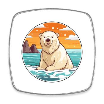 Ours polaire aquarelle dessin animé Kawaii Clipart animal de compagnie - Magnet carré - blanc - Devant