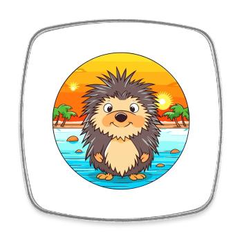 Porcupine Watercolor Cartoon Kawaii Clipart Animal - Square fridge magnet - white - Front