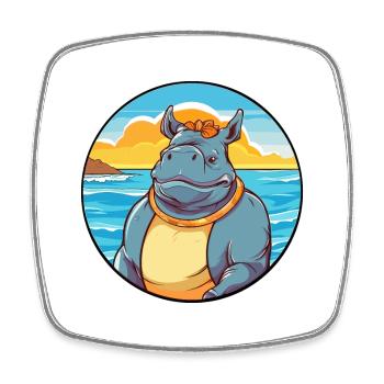 Nashorn Aquarell Cartoon Kawaii Clipart Tier - Viereckiger Kühlschrankmagnet - Weiß - Vorne