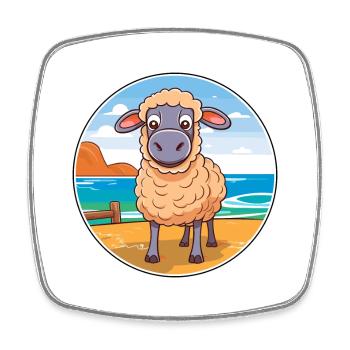 Schaf Aquarell Cartoon Kawaii Clipart Tier - Viereckiger Kühlschrankmagnet - Weiß - Vorne