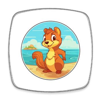 Eichhörnchen Aquarell Cartoon Kawaii Clipart Tier - Viereckiger Kühlschrankmagnet - Weiß - Vorne
