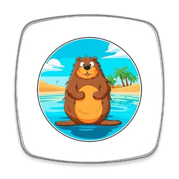 Biber Aquarell Cartoon Kawaii Clipart Tier - Viereckiger Kühlschrankmagnet - Weiß - Vorne
