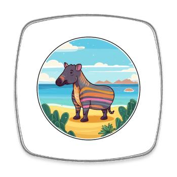 Tapir Aquarell Cartoon Kawaii Clipart Tier - Viereckiger Kühlschrankmagnet - Weiß - Vorne