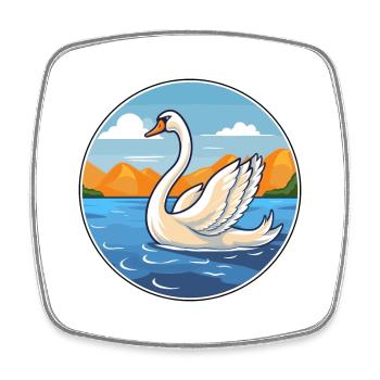 Schwan Aquarell Cartoon Kawaii Clipart Tier - Viereckiger Kühlschrankmagnet - Weiß - Vorne