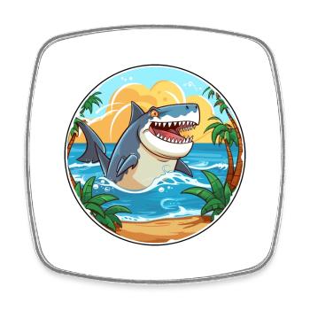 Hai Aquarell Cartoon Kawaii Clipart Tier - Viereckiger Kühlschrankmagnet - Weiß - Vorne