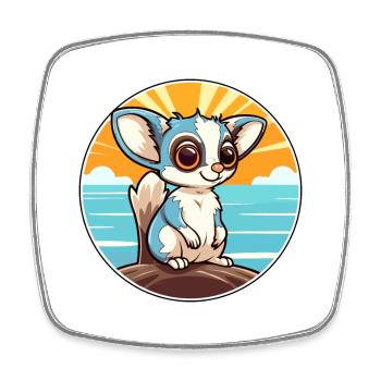 Zucker Gleiter Aquarell Karikatur Kawaii Clipart Haustier - Viereckiger Kühlschrankmagnet - Weiß - Vorne