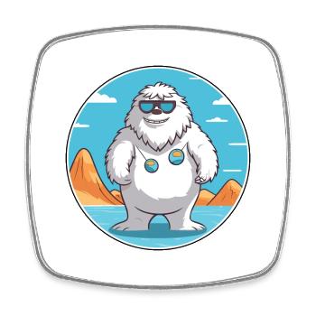Yeti Watercolor Cartoon Kawaii Clipart Animal - Square fridge magnet - white - Front