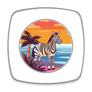 Zebra Watercolor Cartoon Kawaii Clipart Animal - Square fridge magnet - white - Front