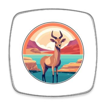 Antilope Aquarell Cartoon Kawaii Clipart Tier - Viereckiger Kühlschrankmagnet - Weiß - Vorne
