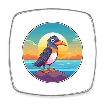Vogel Aquarell Cartoon Kawaii Clipart Tier - Viereckiger Kühlschrankmagnet - Weiß - Vorne