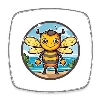Bee Watercolor Cartoon Kawaii Clipart Animal - Square fridge magnet - white - Front