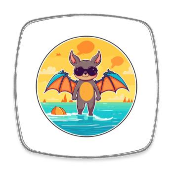 Fledermaus Aquarell Cartoon Kawaii Clipart Tier - Viereckiger Kühlschrankmagnet - Weiß - Vorne