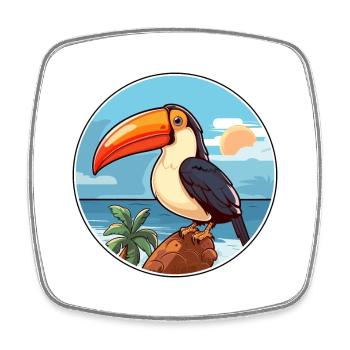 Toucan Watercolor Cartoon Kawaii Clipart Animal - Square fridge magnet - white - Front