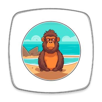 Pavian Aquarell Cartoon Kawaii Clipart Tier - Viereckiger Kühlschrankmagnet - Weiß - Vorne