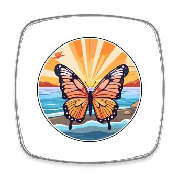 Papillon aquarelle dessin animé Kawaii Clipart Animal - Magnet carré - blanc - Devant