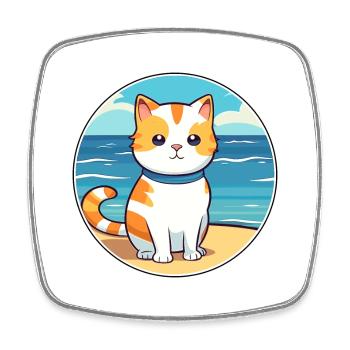 Katze Aquarell Karikatur Kawaii Clipart Tier - Viereckiger Kühlschrankmagnet - Weiß - Vorne