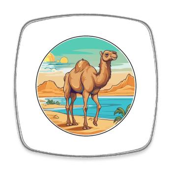 Camel Watercolor Cartoon Kawaii Clipart Animal - Square fridge magnet - white - Front