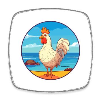 Chicken Watercolor Cartoon Kawaii Clipart Animal - Square fridge magnet - white - Front