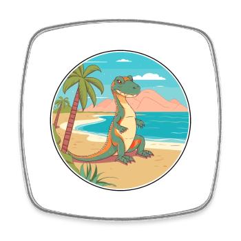 Lizard Watercolor Cartoon Kawaii Clipart Animal - Square fridge magnet - white - Front