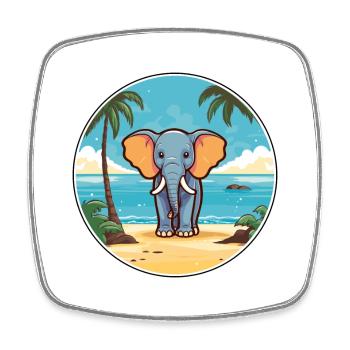 Elefant Aquarell Cartoon Kawaii Clipart Tier - Viereckiger Kühlschrankmagnet - Weiß - Vorne