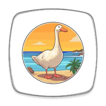 Goose Watercolor Cartoon Kawaii Clipart Animal - Square fridge magnet - white - Front