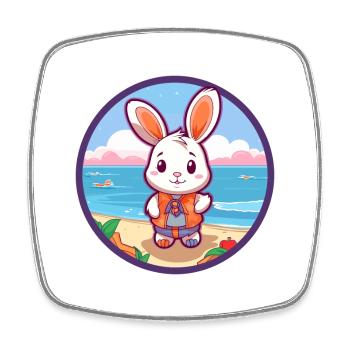 Hase Aquarell Cartoon Kawaii Clipart Tier - Viereckiger Kühlschrankmagnet - Weiß - Vorne