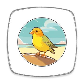 Kanarienvogel Aquarell Cartoon Kawaii Clipart Tier - Viereckiger Kühlschrankmagnet - Weiß - Vorne