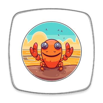 Craw aquarelle dessin animé Kawaii Clipart Animal - Magnet carré - blanc - Devant