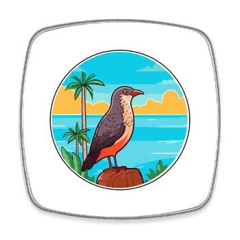 Cuckoo Watercolor Cartoon Kawaii Clipart Animal - Square fridge magnet - white - Front