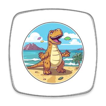 Dinosaure aquarelle dessin animé Kawaii Clipart Animal - Magnet carré - blanc - Devant
