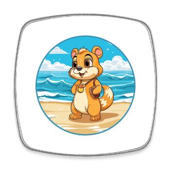 Tamia aquarelle dessin animé Kawaii Clipart Animal - Magnet carré - blanc - Devant