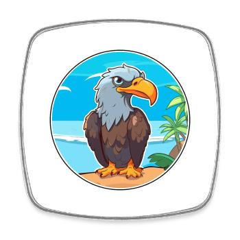 Eagle Watercolor Cartoon Kawaii Clipart Animal - Square fridge magnet - white - Front