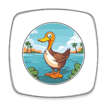 Ente Aquarell Cartoon Kawaii Clipart Tier - Viereckiger Kühlschrankmagnet - Weiß - Vorne