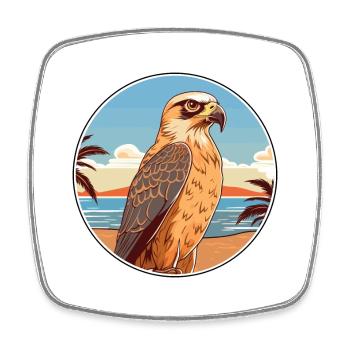 Falcon Watercolor Cartoon Kawaii Clipart Animal - Square fridge magnet - white - Front