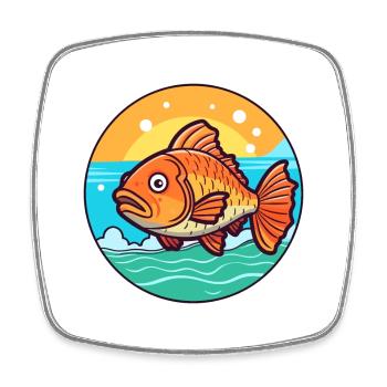 Fish Watercolor Cartoon Kawaii Clipart Animal - Square fridge magnet - white - Front