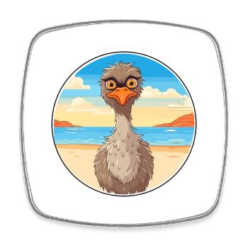 Emu Watercolor Cartoon Kawaii Clipart Animal - Square fridge magnet - white - Front