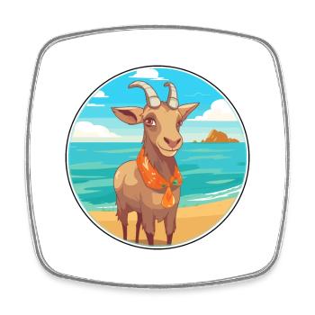 Chèvre aquarelle dessin animé Kawaii Clipart Animal - Magnet carré - blanc - Devant
