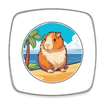 Guinea Pig Watercolor Cartoon Kawaii Clipart Pet - Square fridge magnet - white - Front