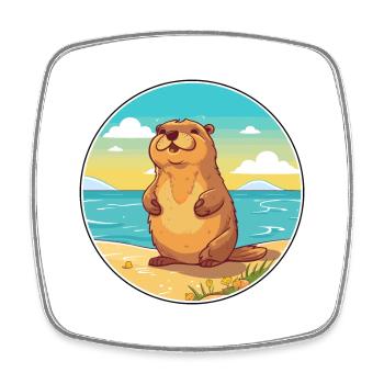 Und täglich grüßt das Murmeltier Aquarell Karikatur Kawaii Clipart Tier - Viereckiger Kühlschrankmagnet - Weiß - Vorne
