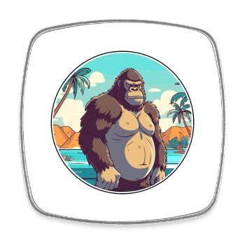 Gorilla Aquarell Cartoon Kawaii Clipart Tier - Viereckiger Kühlschrankmagnet - Weiß - Vorne