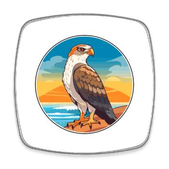 Faucon aquarelle dessin animé Kawaii Clipart Animal - Magnet carré - blanc - Devant