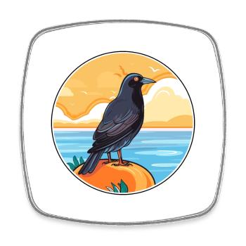 Crow Watercolor Cartoon Kawaii Clipart Animal - Square fridge magnet - white - Front