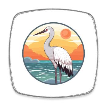 Grue Aquarelle Cartoon Kawaii Clipart Animal - Magnet carré - blanc - Devant