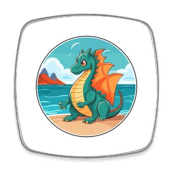 Dragon Watercolor Cartoon Kawaii Clipart Animal - Square fridge magnet - white - Front