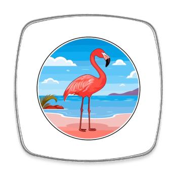 Flamingo Watercolor Cartoon Kawaii Clipart Animal - Square fridge magnet - white - Front